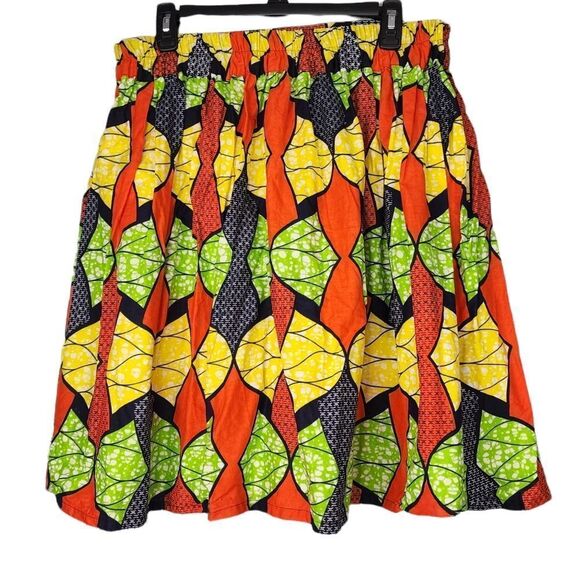 Grass Fields African Print Colorful Ankara Skirt XL - Picture 1 of 4
